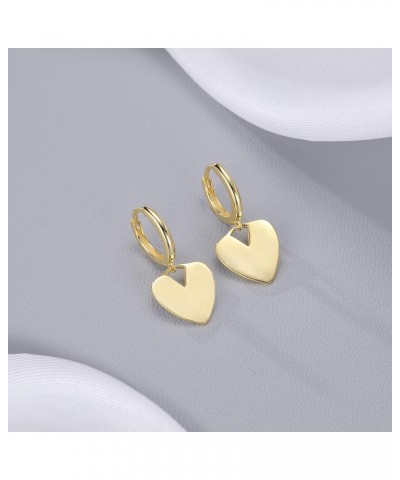 Solid 925 Sterling Silver Love Heart Drop Earrings Hoop for Women Teen Girls Heart Hoop Dangle Earrings Huggie B-Gold $11.39 ...