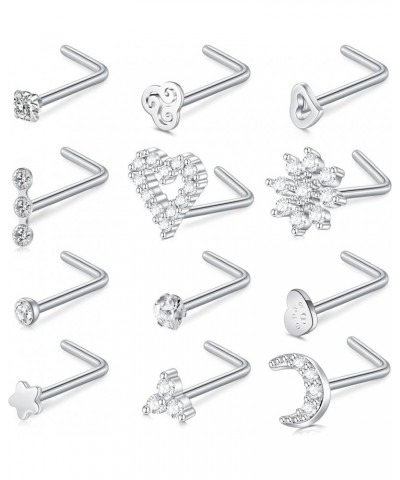 Nose Studs 18g 20g 22g Nose Stud Nose Rings Studs Corkscrew Nose Rings Nose piercing Stud Nose Ring Nose Screw Nose Bone Tiny...