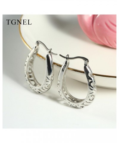 Openwork Filigree Oval Titanium Hoop Earrings for Women, Lightweight Bohemian Surgical Grade Titanium Earrings Hypoallergenic...