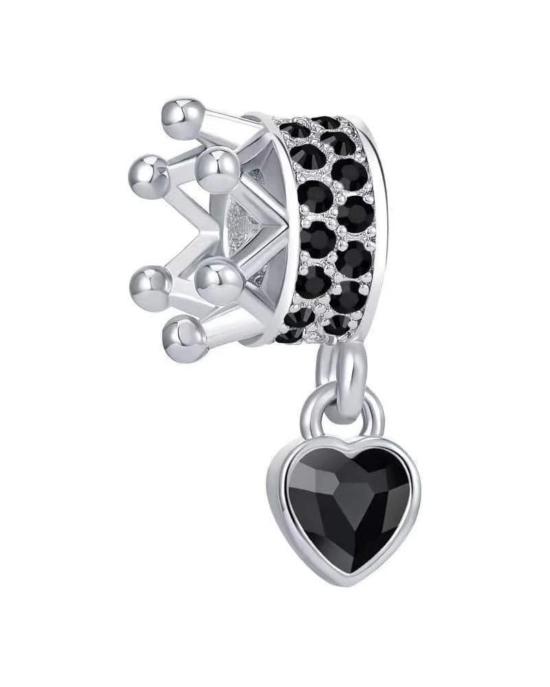 Princess Crown Heart Charm for Bracelets White Blue Black Bead for Women Gril Mom Daughter Sister Birthday Blue,White $7.83 B...