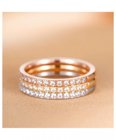 2mm Women Titanium Eternity Ring Half Cubic Zirconia Anniversary Wedding Engagement Band rose gold $10.82 Rings