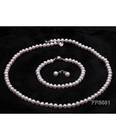 White Freshwater Pearl Necklace Bracelet and Earrings Set Pearl Jewellery Set AA + 5-6mm $31.50 Jewelry Sets