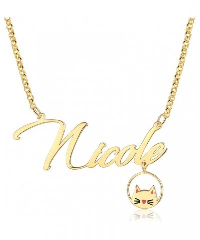 Custom Cat Name Necklace for Women Gold Chain Cute Kitty Name Necklace Women Personalized Name Jewelry for Girls Design 4 $10...