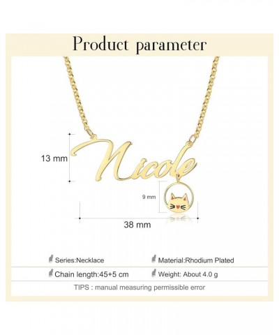 Custom Cat Name Necklace for Women Gold Chain Cute Kitty Name Necklace Women Personalized Name Jewelry for Girls Design 4 $10...