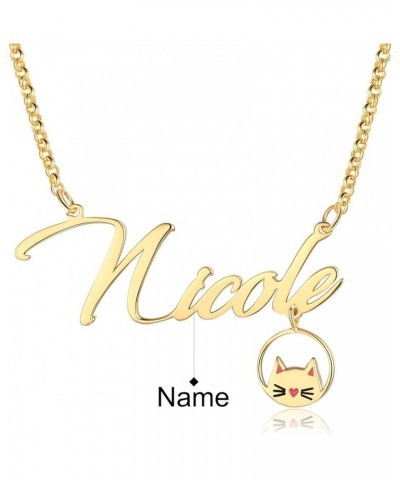 Custom Cat Name Necklace for Women Gold Chain Cute Kitty Name Necklace Women Personalized Name Jewelry for Girls Design 4 $10...