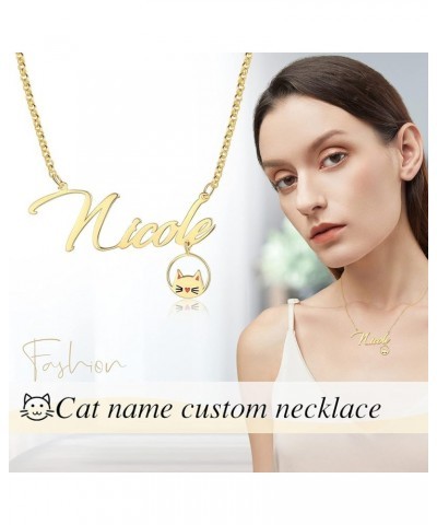 Custom Cat Name Necklace for Women Gold Chain Cute Kitty Name Necklace Women Personalized Name Jewelry for Girls Design 4 $10...