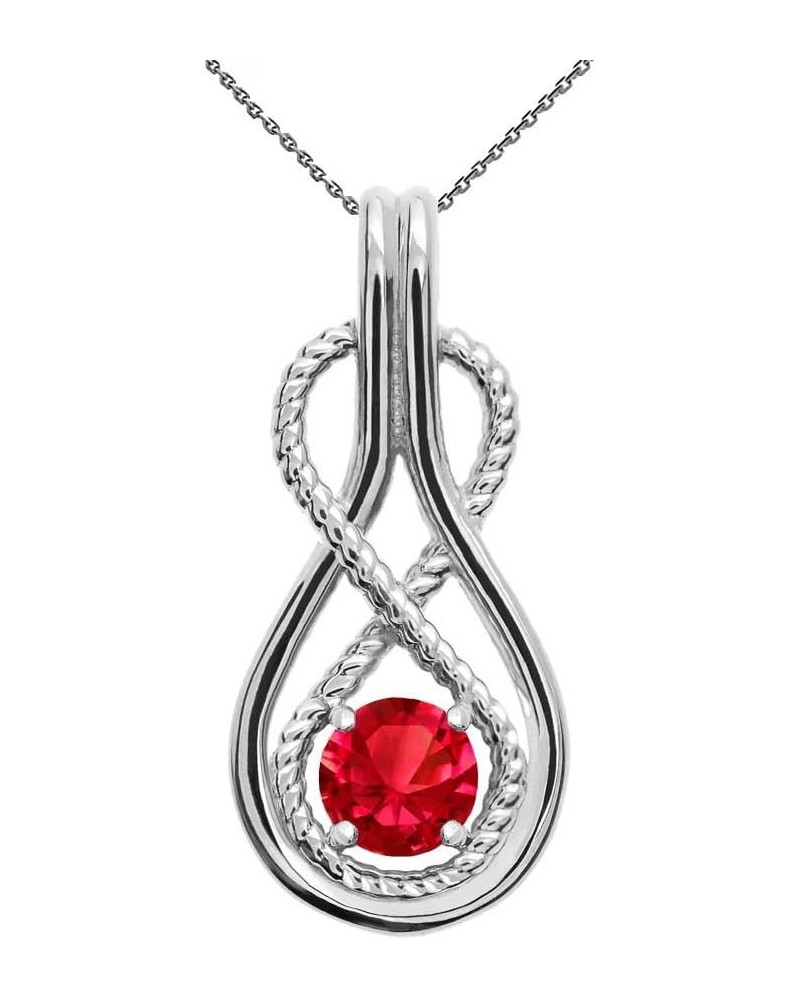 Infinity Rope July Birthstone Ruby 10k White Gold Pendant Necklace 16.0 Inches $86.79 Necklaces