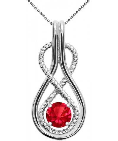 Infinity Rope July Birthstone Ruby 10k White Gold Pendant Necklace 16.0 Inches $86.79 Necklaces