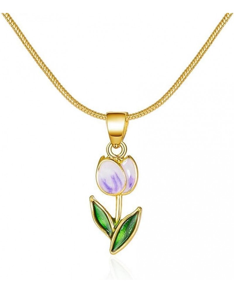 Gold Tulip Necklace Tulip Flower Pendant Necklace Delicate Dainty Tulip Flower Necklace for Women Girls Mother Wife Friendshi...