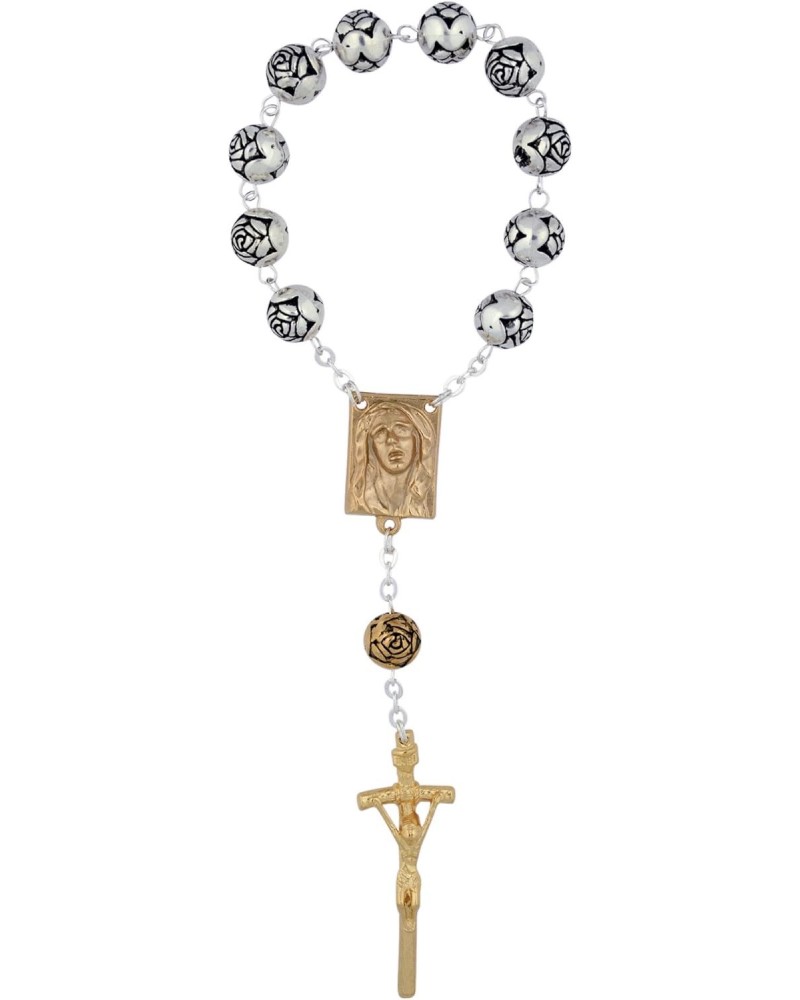 Vatican Imports Sorrowful Mother One Decade Rosary with Rosette Beads and Gold-Tone Accents $9.90 Necklaces