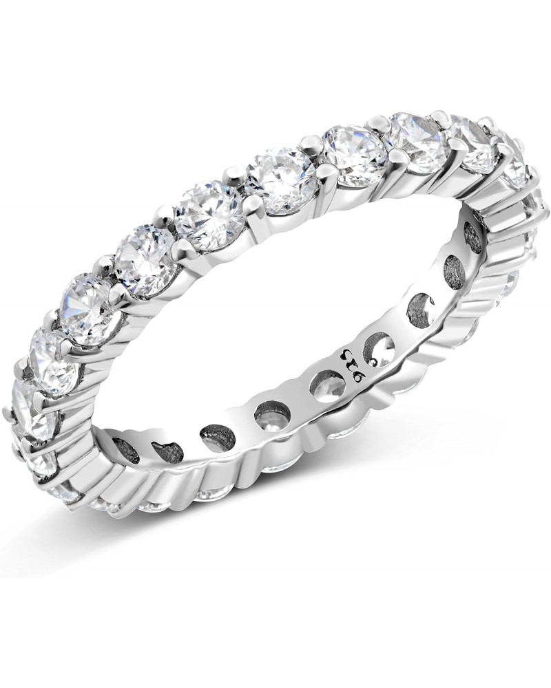 3.50MM Sterling Silver 925 Cubic Zirconia CZ Eternity Engagement Wedding Band Ring $10.43 Rings