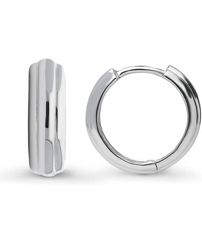 Sterling Silver Dome Small Fashion Hoop Huggie Earrings for Unisex, Rhodium Plated 0.55 $17.69 Earrings