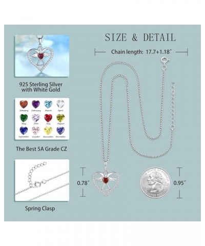 Guardian Angel Necklace 925 Sterling Silver Love Heart Angel Pendant with AAAAA CZ, Gift for Her May - Emerald $32.50 Necklaces