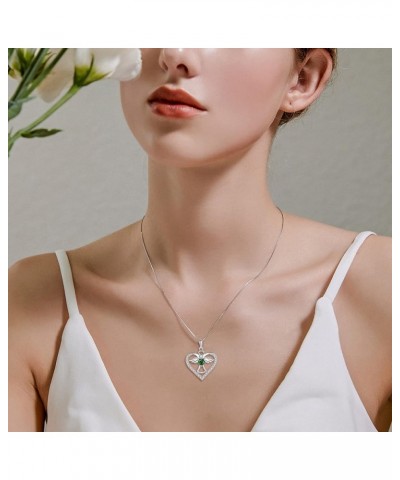 Guardian Angel Necklace 925 Sterling Silver Love Heart Angel Pendant with AAAAA CZ, Gift for Her May - Emerald $32.50 Necklaces