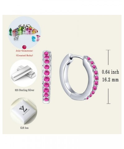 Hoop Earrings 925 Sterling Silver Halo Round Huggie Earrings Birthstones Jewelry for Women 07-ruby-Jul $27.95 Earrings