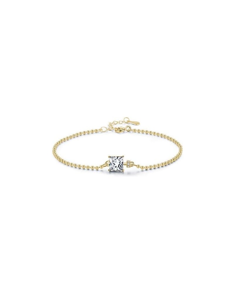 14K Gold Moissanite Solitaire Bracelet, Glamour Adjustable Length Bracelet for Fit, Dainty Gift for Anniversaries and Special...