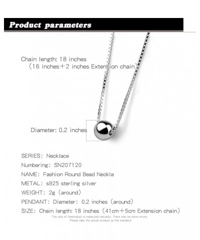 925 Sterling Silver Italian Handmade Box Chain Necklace for Women - Minimalist Ball Pendant Necklace 18'' - Charm Teen Girls ...