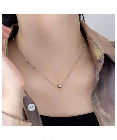 925 Sterling Silver Italian Handmade Box Chain Necklace for Women - Minimalist Ball Pendant Necklace 18'' - Charm Teen Girls ...