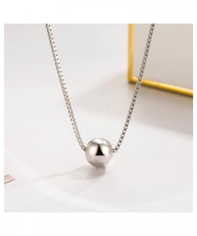 925 Sterling Silver Italian Handmade Box Chain Necklace for Women - Minimalist Ball Pendant Necklace 18'' - Charm Teen Girls ...