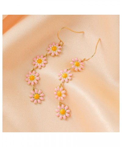 Colorful Daisy Flower Long Dangle Earrings Enamel Daisy Flower Dangling Earring Plant Sunflower Floral Earrings Spring Summer...