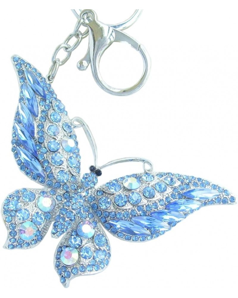 Sindary Pretty Butterfly Keychain Pendant Austrian Crystal K4538 Silver-tone Blue $9.01 Pendants