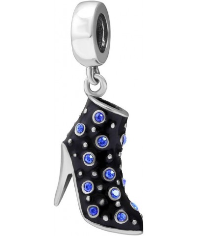 Black High Heel Dangle Charms 925 Sterling Silver Birthstone Gifts Charm for Her Pandora Bracelet Sapphire $12.87 Bracelets