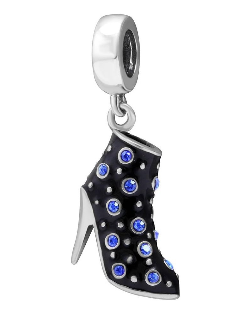 Black High Heel Dangle Charms 925 Sterling Silver Birthstone Gifts Charm for Her Pandora Bracelet Sapphire $12.87 Bracelets