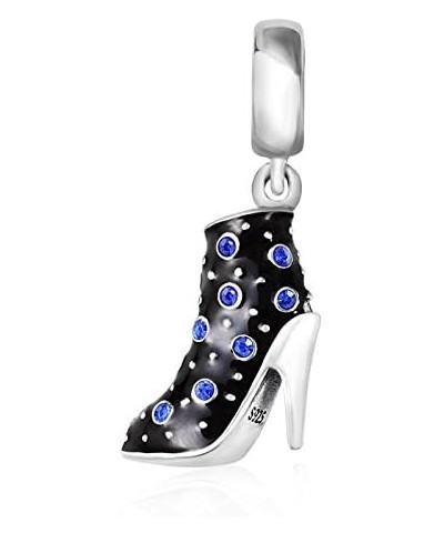 Black High Heel Dangle Charms 925 Sterling Silver Birthstone Gifts Charm for Her Pandora Bracelet Sapphire $12.87 Bracelets