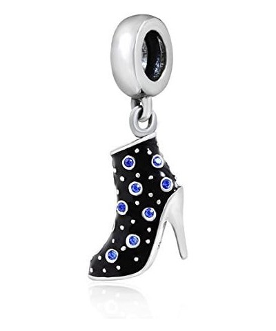 Black High Heel Dangle Charms 925 Sterling Silver Birthstone Gifts Charm for Her Pandora Bracelet Sapphire $12.87 Bracelets