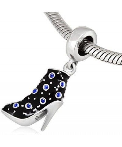 Black High Heel Dangle Charms 925 Sterling Silver Birthstone Gifts Charm for Her Pandora Bracelet Sapphire $12.87 Bracelets