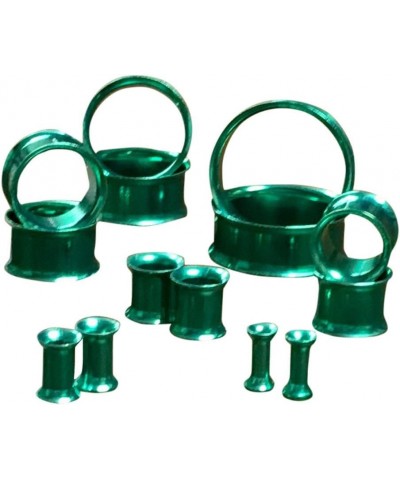 PAIR of Green Titanium Anodized Double Flare Tunnels Plugs Earlets Gauges Body Jewelry 0g (8mm) $9.15 Body Jewelry