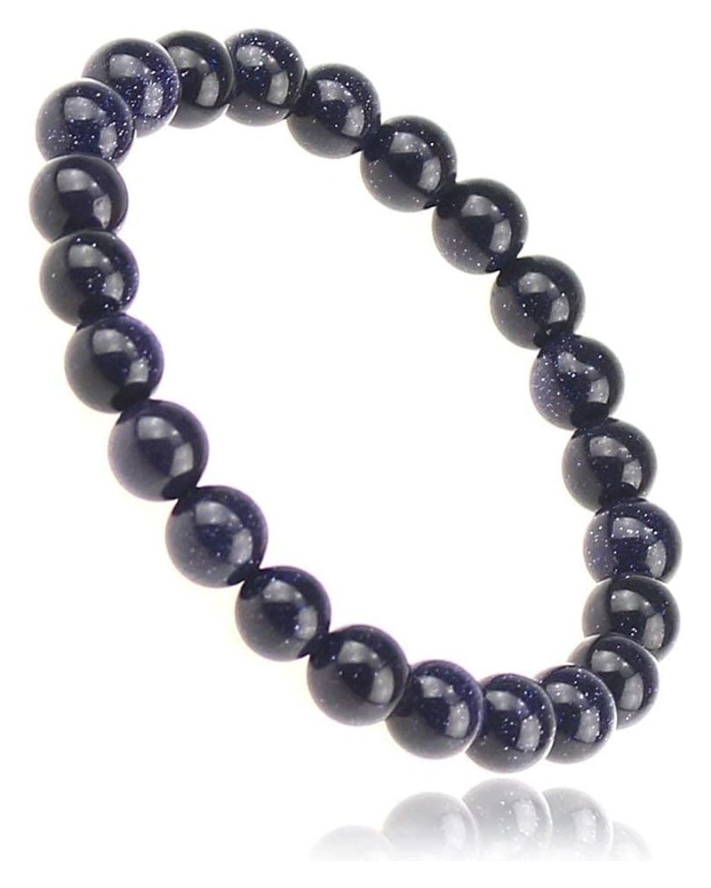 8mm Natural Gemstones Round Beads Energy Power Crystal Chakra Reiki Healing Elastic Stretch Bracelet 7 Inch Unisex Blue Sands...