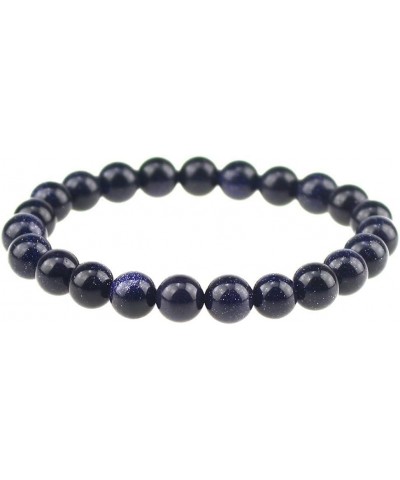 8mm Natural Gemstones Round Beads Energy Power Crystal Chakra Reiki Healing Elastic Stretch Bracelet 7 Inch Unisex Blue Sands...