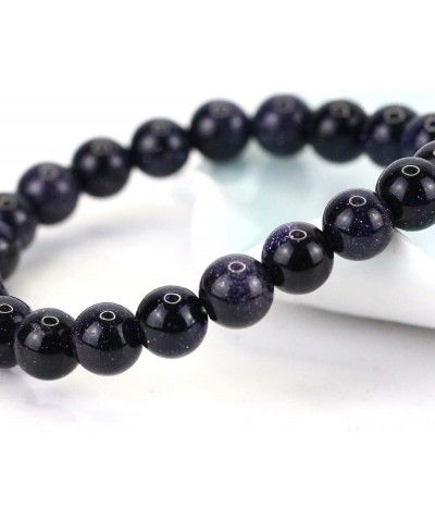 8mm Natural Gemstones Round Beads Energy Power Crystal Chakra Reiki Healing Elastic Stretch Bracelet 7 Inch Unisex Blue Sands...