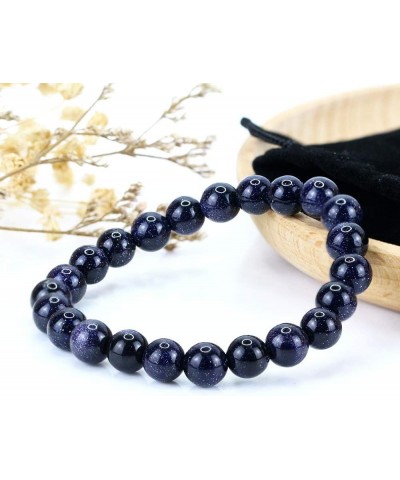 8mm Natural Gemstones Round Beads Energy Power Crystal Chakra Reiki Healing Elastic Stretch Bracelet 7 Inch Unisex Blue Sands...