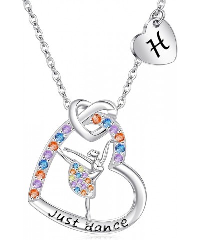 Dance Recital Necklace for Women Heart Letter Colorful CZ Ballet Necklace Jewelry 26 Alphabet Ballerina Necklace for Daughter...