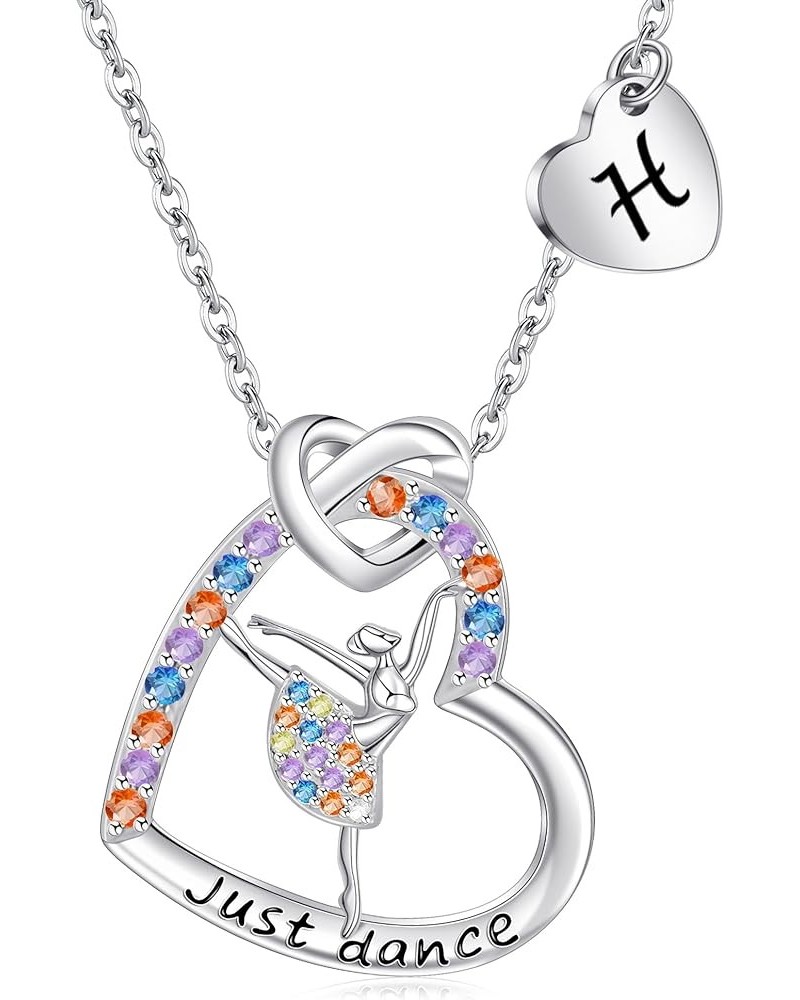 Dance Recital Necklace for Women Heart Letter Colorful CZ Ballet Necklace Jewelry 26 Alphabet Ballerina Necklace for Daughter...