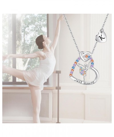 Dance Recital Necklace for Women Heart Letter Colorful CZ Ballet Necklace Jewelry 26 Alphabet Ballerina Necklace for Daughter...