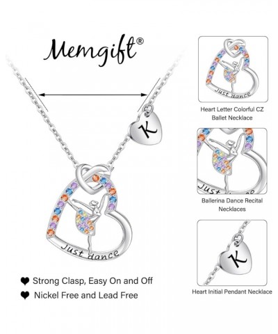 Dance Recital Necklace for Women Heart Letter Colorful CZ Ballet Necklace Jewelry 26 Alphabet Ballerina Necklace for Daughter...