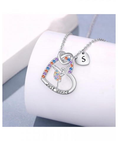 Dance Recital Necklace for Women Heart Letter Colorful CZ Ballet Necklace Jewelry 26 Alphabet Ballerina Necklace for Daughter...