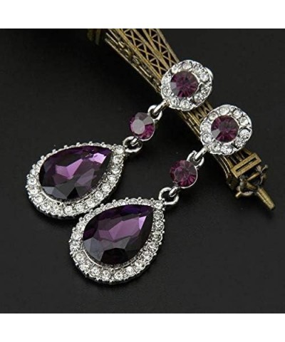 Stainless Steel Earrings for Women Rhinestone Earrings Jewelry Wedding for Women Wedding Matching Earrings for Purple $6.41 E...