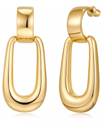 Door Knocker Earrings Gold Rectangle Earrings Gold Statement Earrings for Women Dangle Drop Earrings $9.68 Earrings