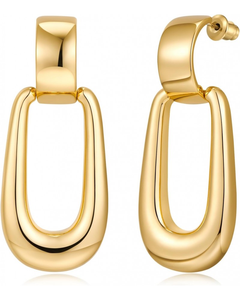 Door Knocker Earrings Gold Rectangle Earrings Gold Statement Earrings for Women Dangle Drop Earrings $9.68 Earrings