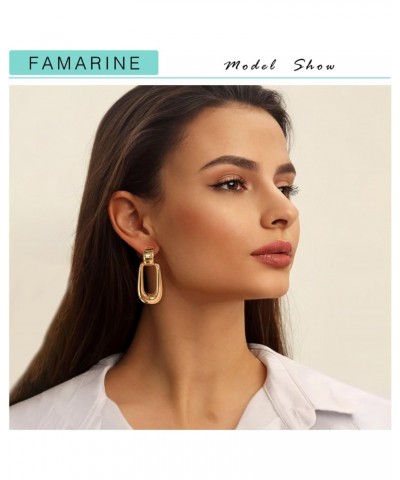 Door Knocker Earrings Gold Rectangle Earrings Gold Statement Earrings for Women Dangle Drop Earrings $9.68 Earrings