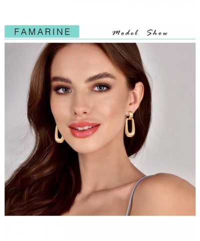 Door Knocker Earrings Gold Rectangle Earrings Gold Statement Earrings for Women Dangle Drop Earrings $9.68 Earrings