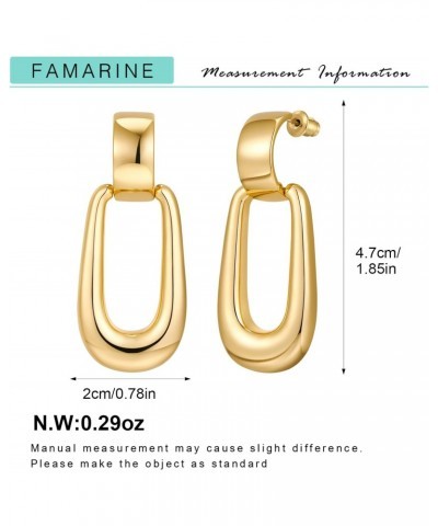 Door Knocker Earrings Gold Rectangle Earrings Gold Statement Earrings for Women Dangle Drop Earrings $9.68 Earrings