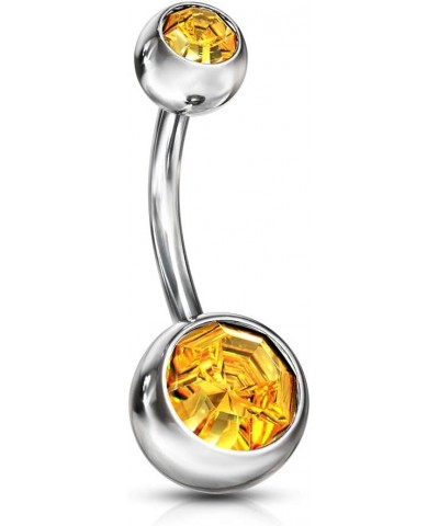 Double Gem Belly Button Navel Ring 14 Gauge 7/16 Orange $6.37 Body Jewelry