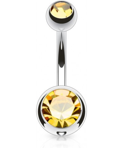 Double Gem Belly Button Navel Ring 14 Gauge 7/16 Orange $6.37 Body Jewelry