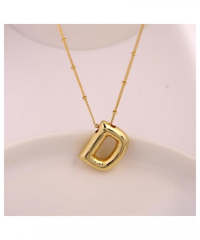 Bubble Letter Necklace 14K Gold Plated Balloon Initial Necklaces for Women Girls Dainty Alphabet Pendant Puffy Name Jewelry G...