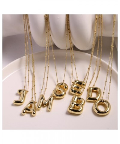 Bubble Letter Necklace 14K Gold Plated Balloon Initial Necklaces for Women Girls Dainty Alphabet Pendant Puffy Name Jewelry G...